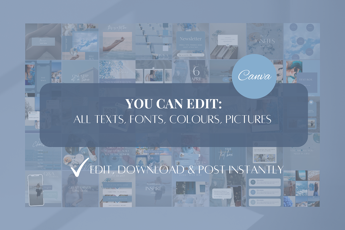 250 Blue Instagram Templates, a Social Media Template by SociallyyCreative (Photo 5 of 10)