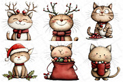 Watercolor Christmas Cats Clipart, an Illustration by DreamPrint404 (Thumbnail 7 of 7)