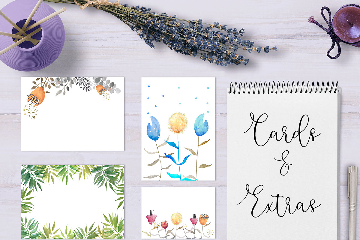 Watercolor garden set & cards, an Invitation Template by Narais (Photo 2 of 4)