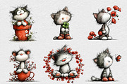 Watercolor Spring Cat Clipart, an Illustration by DreamCafeArt (Thumbnail 3 of 6)