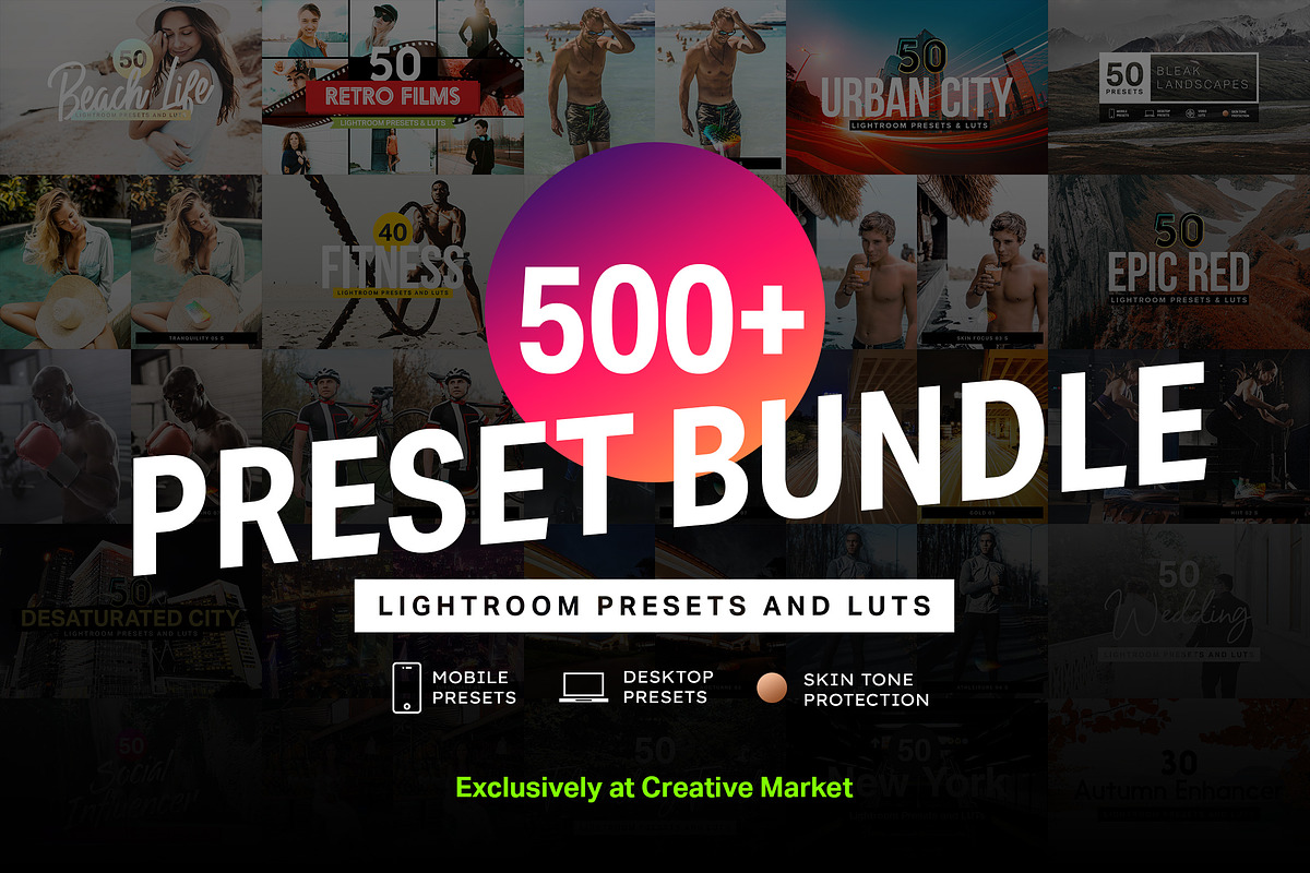 500+ Lightroom Presets & LUTs Bundle, a Preset Add-On by SparkleStock (Photo 1 of 10)