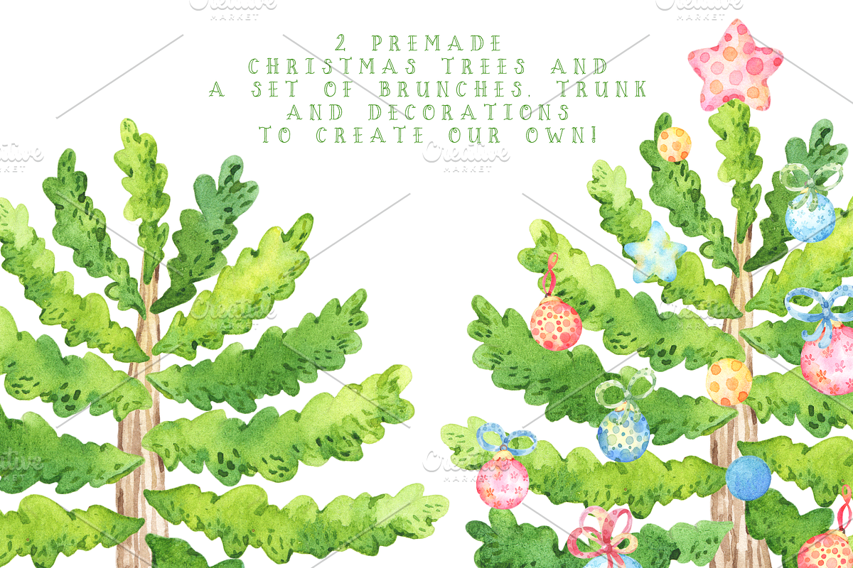 Very Merry Christmas Watercolor set, an Animal Illustration by Tatiana Troian (Photo 4 of 9)