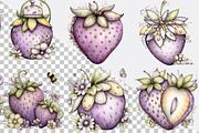 Whimsical Spring Strawberry Clipart, an Illustration by SVGArt (Thumbnail 6 of 9)