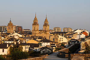 Historic Cityscape with Cathedral Towers and Old Town, Lugo, Spa, an Architecture Photo by Bepslabor