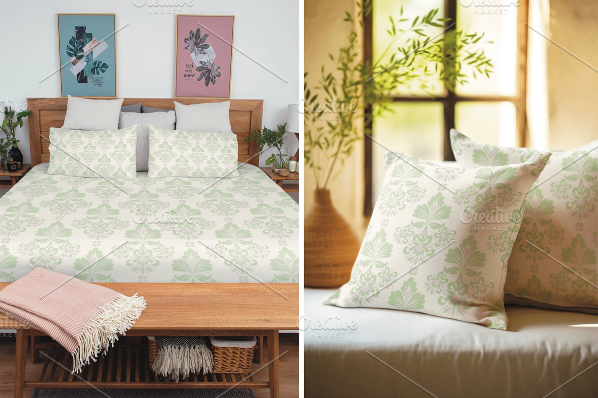 Green Ikat Floral Damask Pattern, a Pattern Graphic by PPEthnicDecorPattern (Photo 3 of 7)