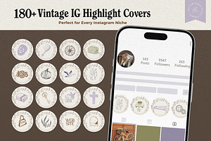 Vintage Aesthetic Highlight Icons, an Outline Icon by Marcia B Studio