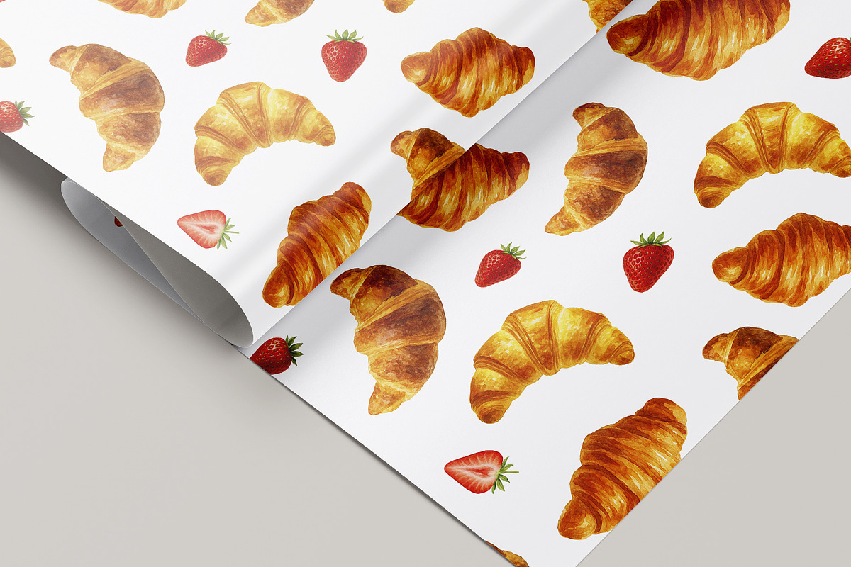 Croissants - elements and patterns, a Pattern Graphic by DreamoraArt (Photo 5 of 9)