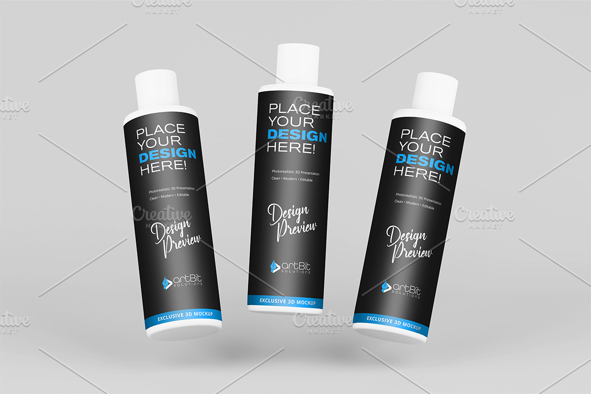Plastic Shampoo Bottle Mockup, a Packaging Mockup by artBit Design Studio (Photo 7 of 19)