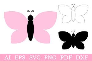 Butterfly Clipart Coloring Silhouett