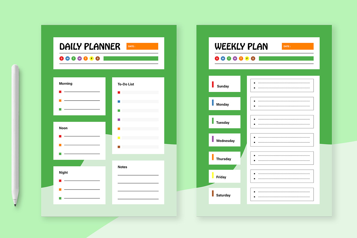 Daily or Weekly Planner Layout, a Stationery Template by ContestDesign (Photo 1 of 3)