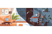 Living room interior at day & night, a Decorative Illustration by Good Studio (Thumbnail 4 of 5)