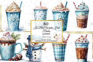 Watercolor Christmas Drinks Clipart