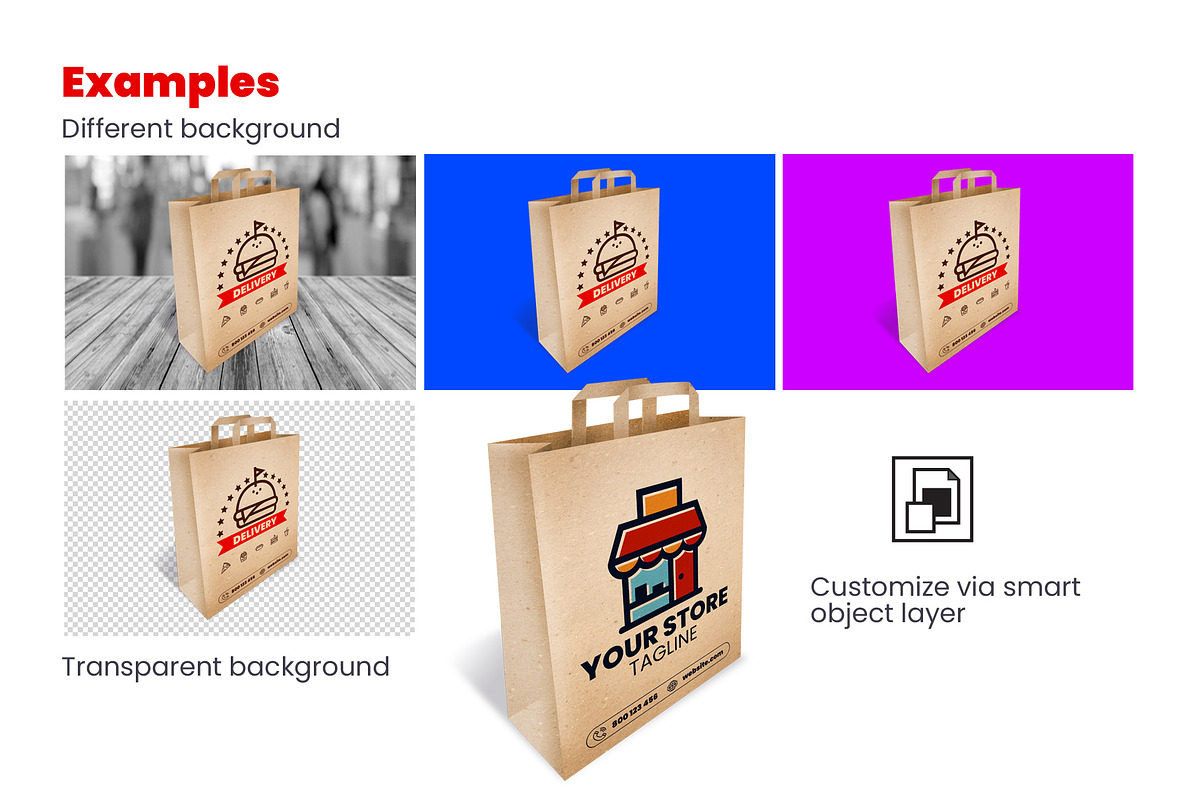 Delivery Paper Bag with Handles, a Packaging Mockup by doghead (Photo 2 of 2)