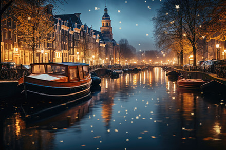 Amsterdam canals in the evening light, Dutch Holland Netherlands, a Photo by AS photostudio