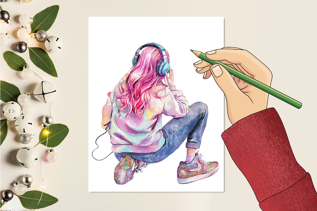 Glitter Pink Girl Sublimation Clipar, an Illustration by RobertsArt (Photo 5 of 7)