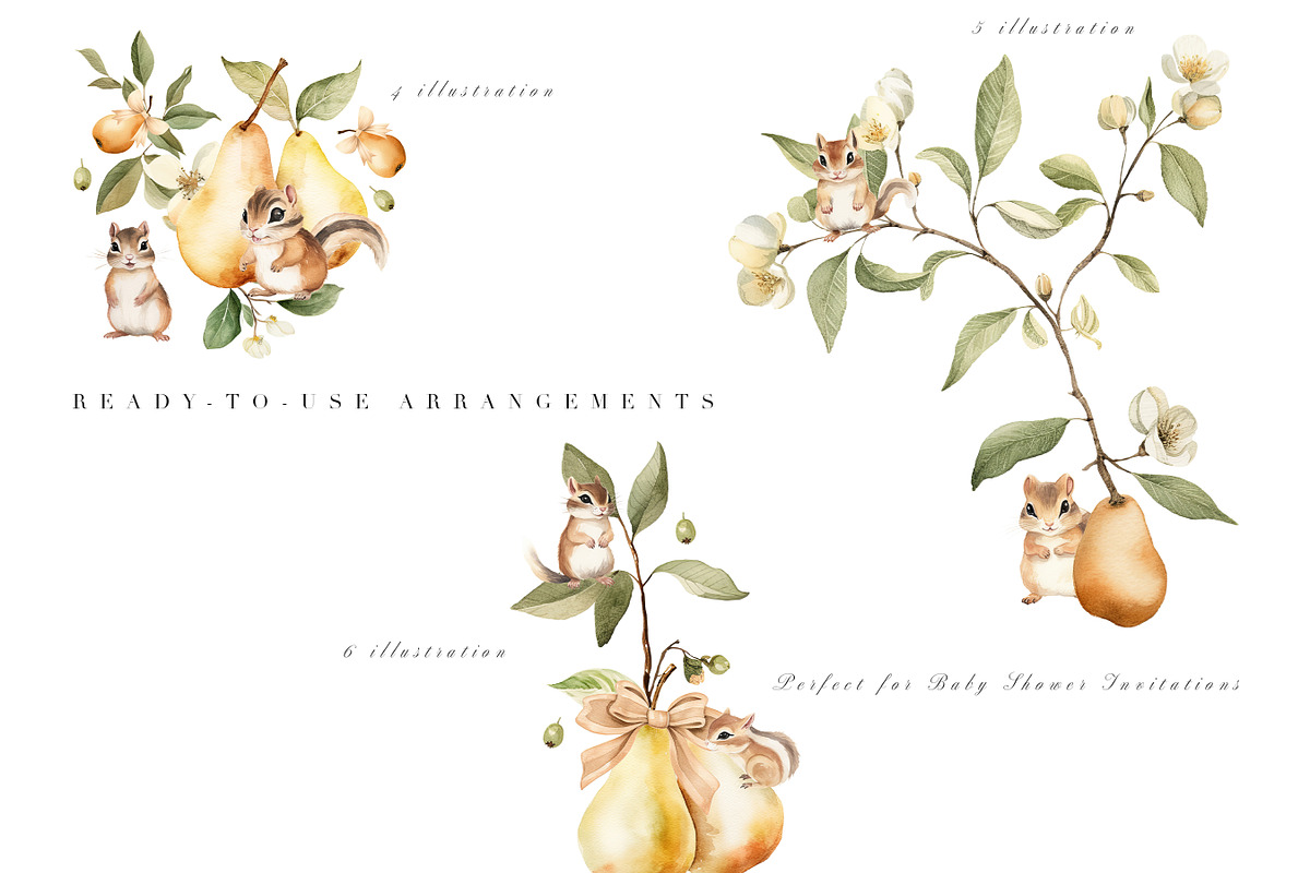 Watercolor Pear Magic Garden Set, an Animal Illustration by Pati Paints (Photo 5 of 9)