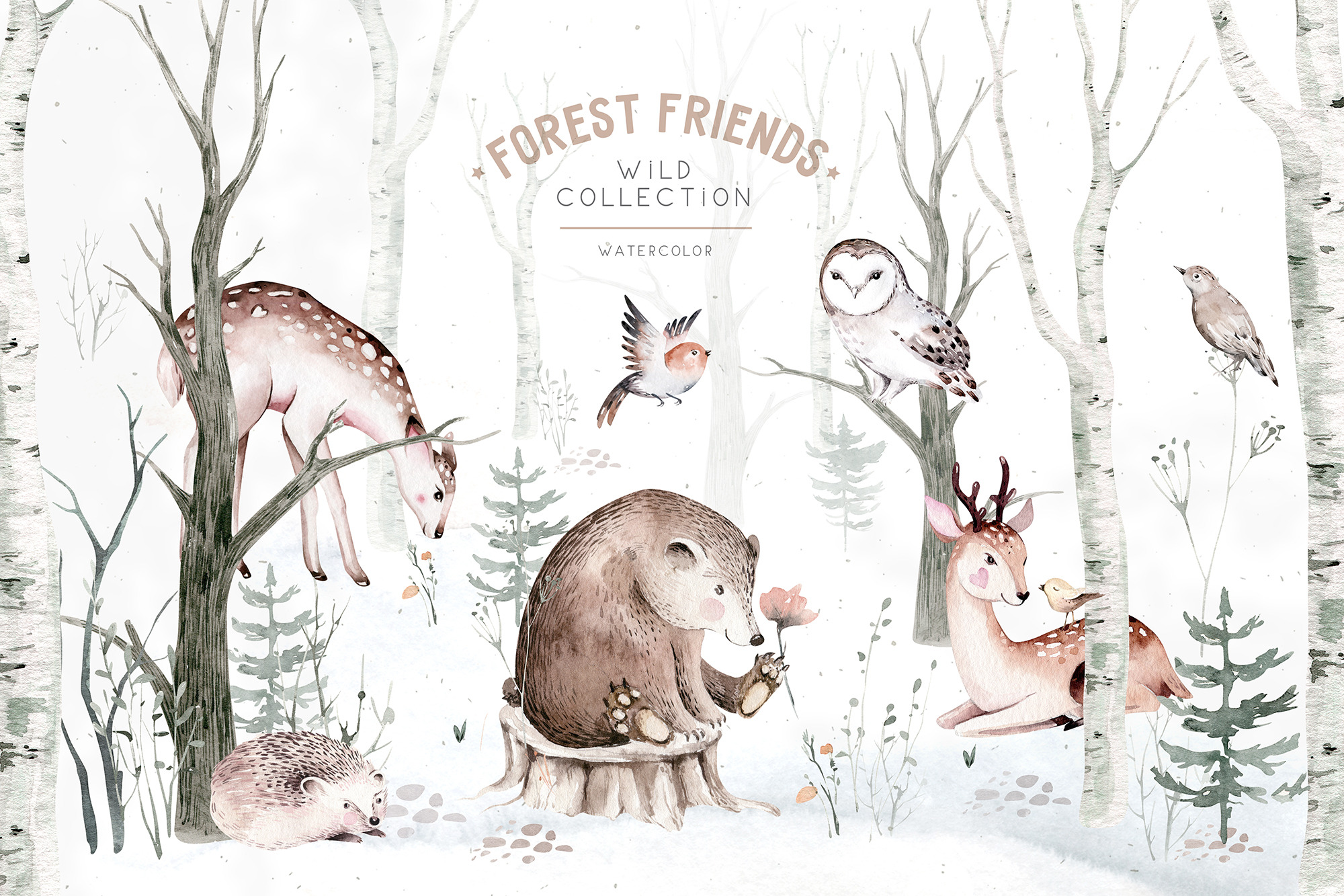 Scandinavian forest friends, an Animal Illustration by Peace ART