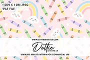 Pink Pastel Wax Crayons and Rainbows, a Pattern Graphic by Dottie Digitals (Thumbnail 1 of 2)
