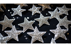 overlapping silver glitter star ai, a Holiday Photo by pikepicture