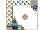 Navy Blue Floral Digital Papers, a Pattern Graphic by JennyL Designs (Thumbnail 3 of 4)
