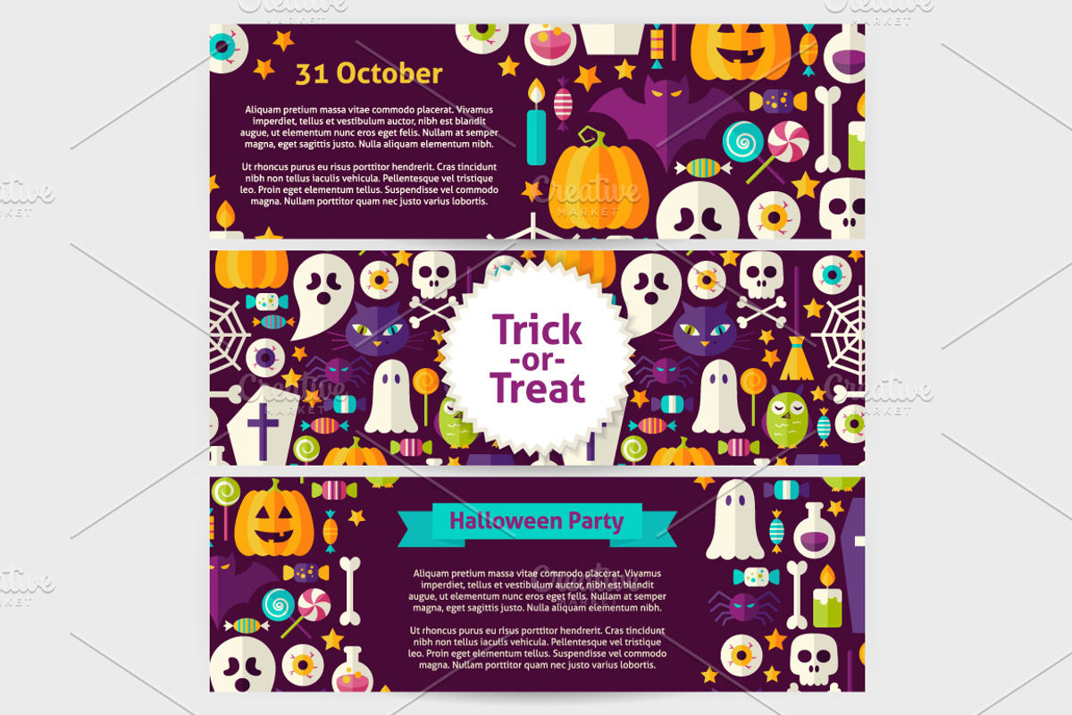 Scary Halloween  Vector Flat Banners, a Flyer Template by Anna_leni (Photo 5 of 6)