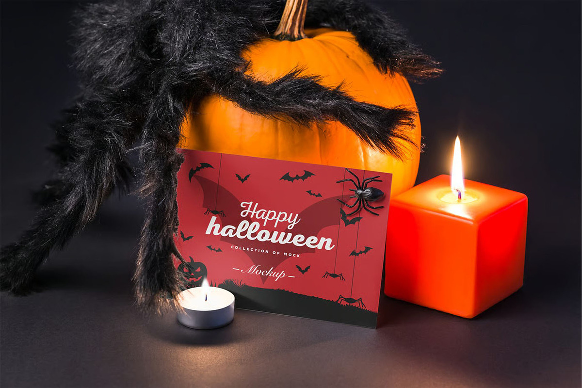 Halloween Card Mock-up, an Advertising Mockup by zippypixelstudio (Photo 2 of 13)