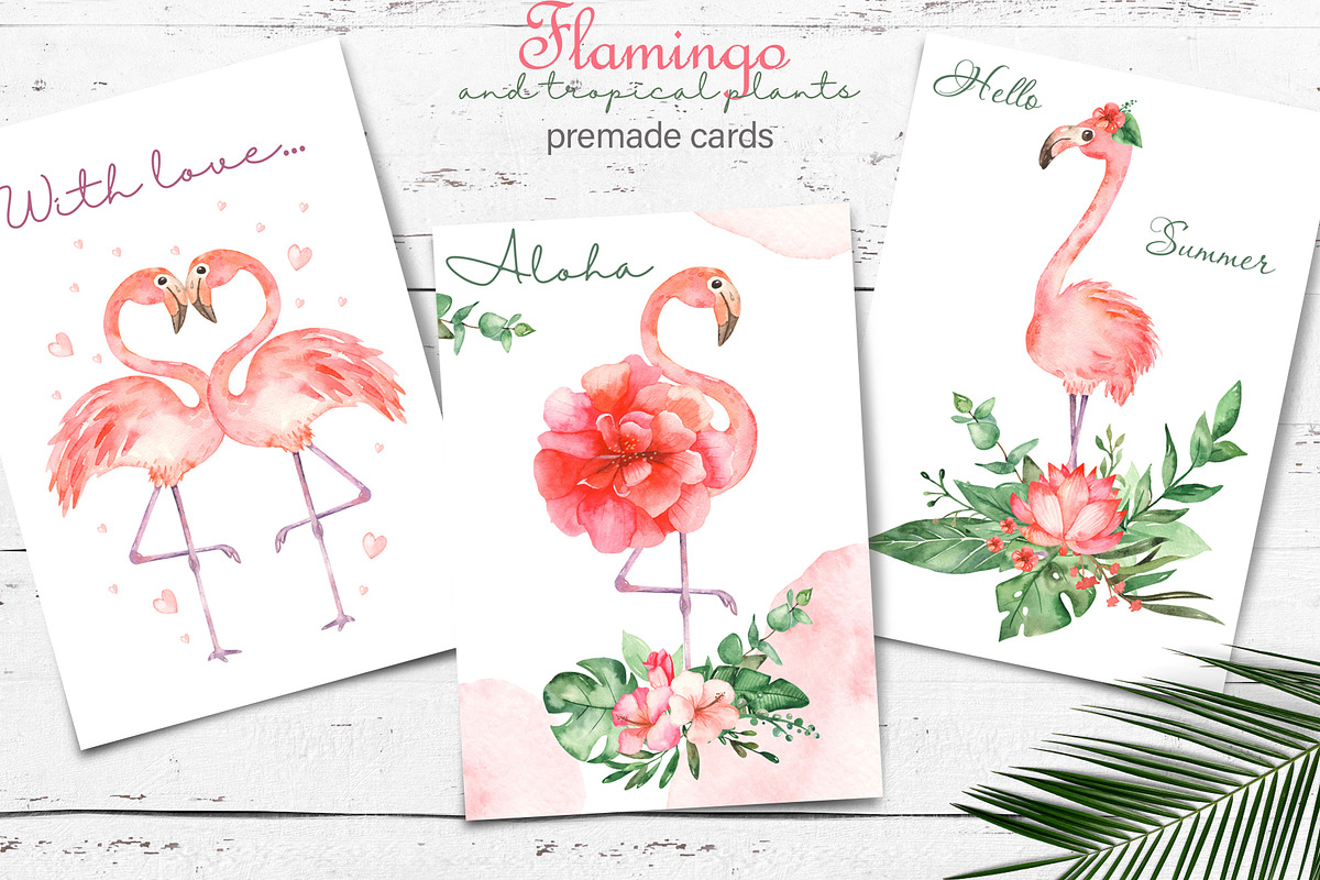 Flamingos and tropics Watercolor, an Illustration by Marina Ermakova (Photo 5 of 13)