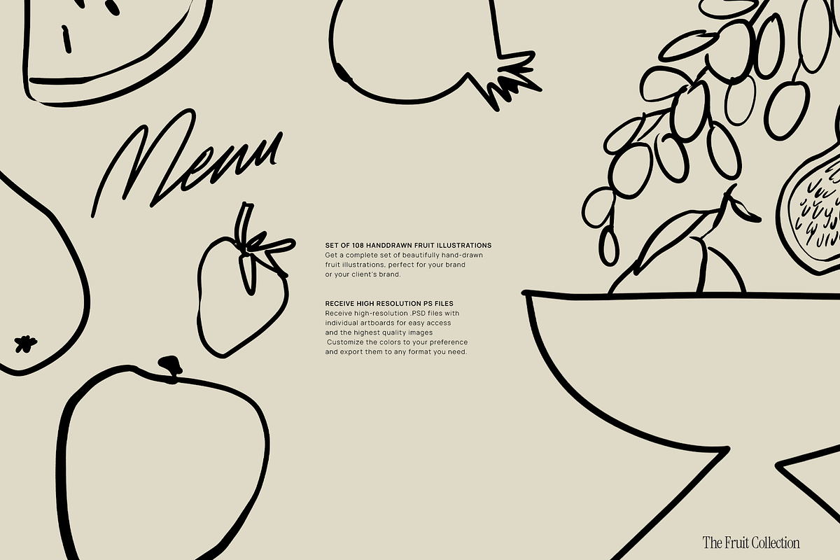 Hand Drawn Fruit Illustration Set, a Food Illustration by GFB Studio (Photo 2 of 7)