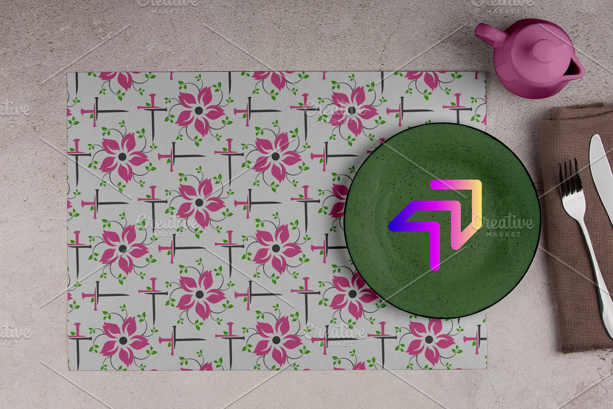 Pink flower & Christian Signs, a Pattern Graphic by Artiverge (Photo 2 of 6)