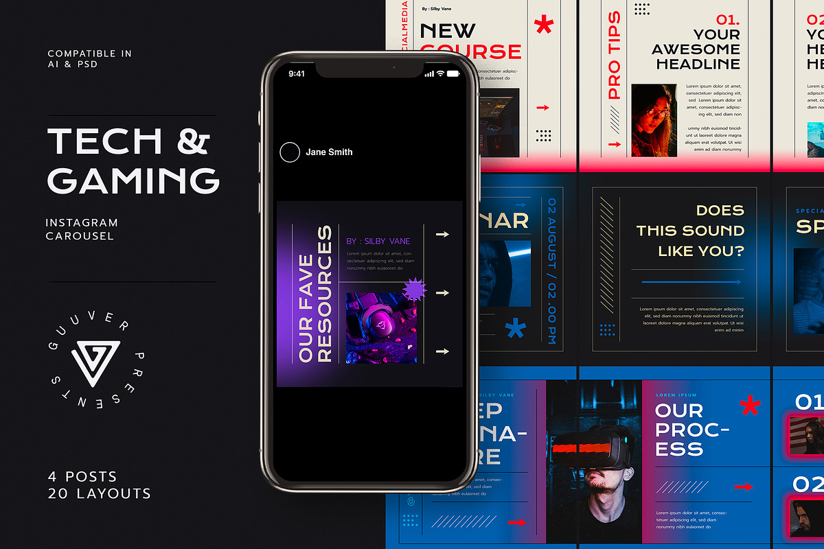 Tech & Gaming Social Media Carousel, a Social Media Template by Guuver (Photo 1 of 3)