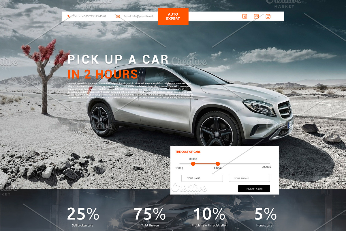 Landing Page for selection of cars, a Landing Page Template by DesignRalko