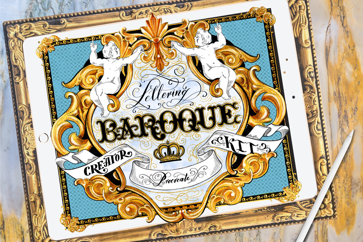 Baroque Lettering Creator Kit, a Brush Add-On by Letter Elfa Studio