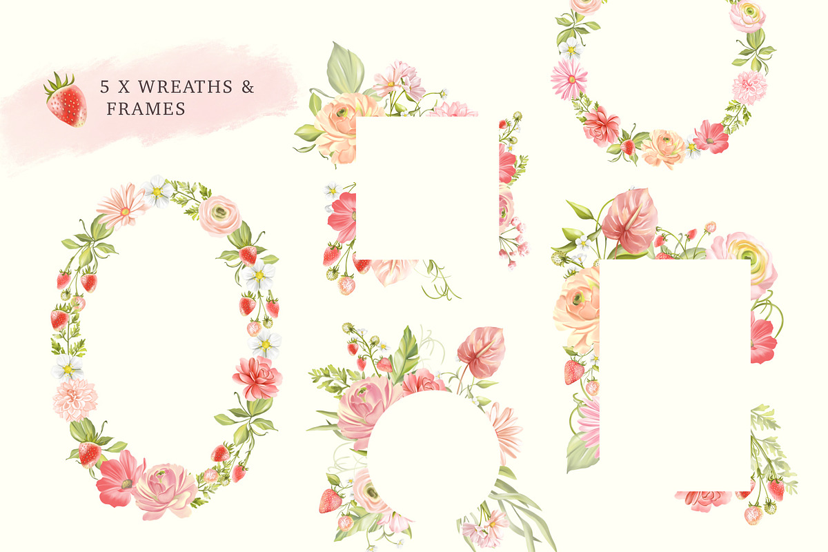 Strawberry Pink Flower Garden, a Decorative Illustration by Rachel Art Studio (Photo 5 of 9)