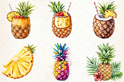 Pineapple watercolor clipart set, an Illustration by Libby Wishes (Thumbnail 3 of 7)