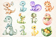 Dinosaurs Watercolor Clipart, an Illustration by Dream Creation (Thumbnail 3 of 5)
