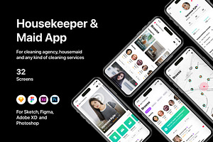 Housekeeper & Maid App, an UI Kit Template by flr.24