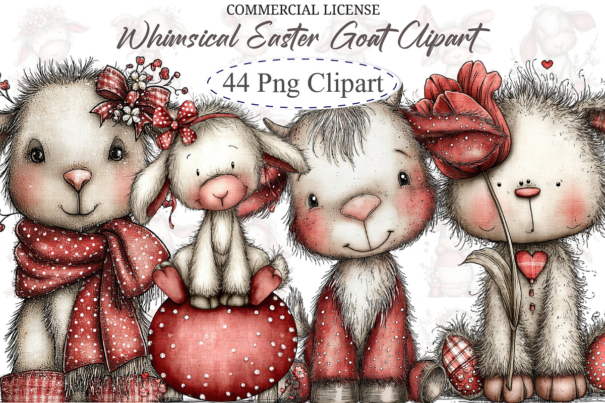 Whimsical Easter Goat Clipart, an Illustration by designcity5 (Photo 1 of 5)