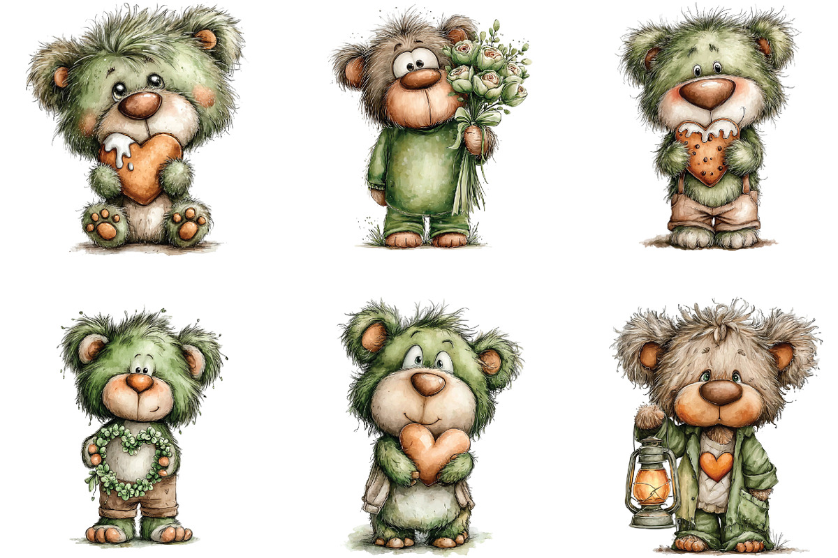 Whimsical Fluffy Teddy Bear Clipart, an Illustration by CraftArtStudio (Photo 3 of 6)