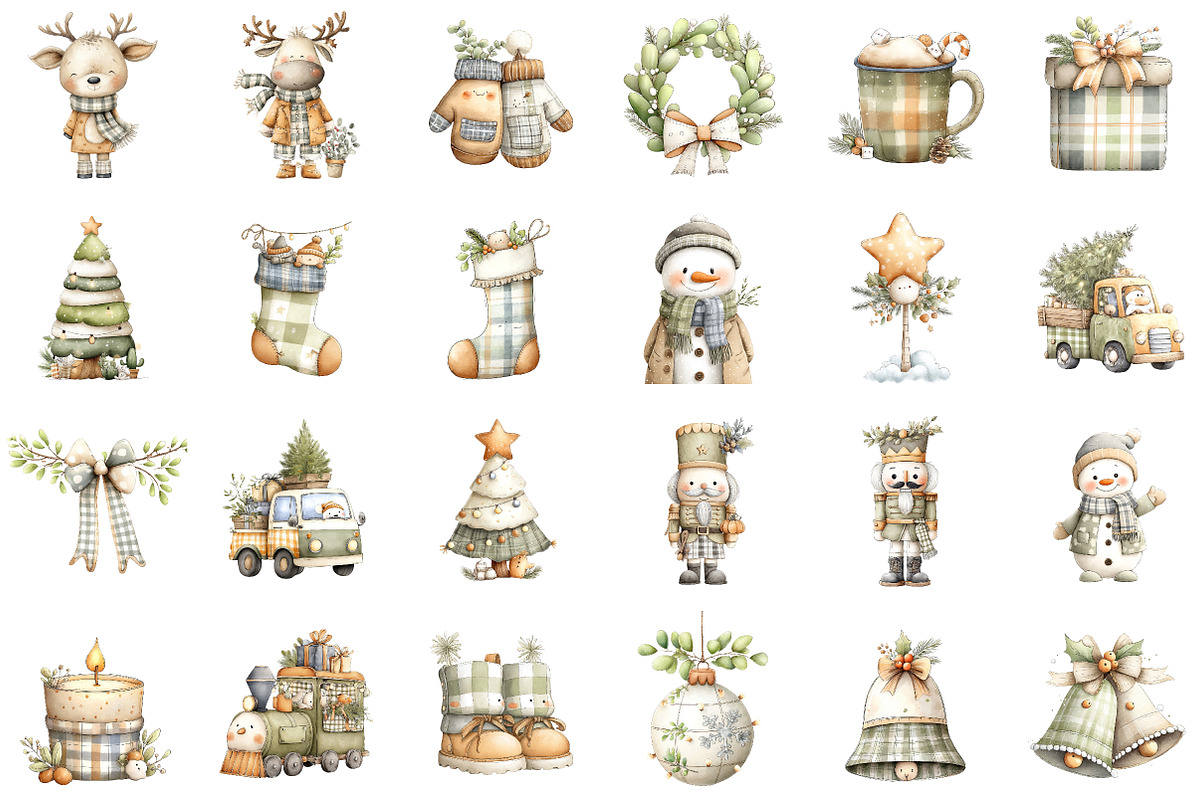 Plaid Green Christmas Clipart, an Illustration by Sublimation Artist (Photo 2 of 6)