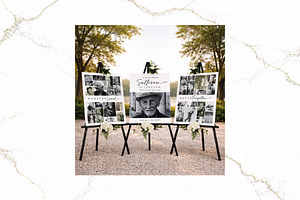 3 Panel Funeral Collage B&W CV FR003, a Poster Template by TyphoonStudio