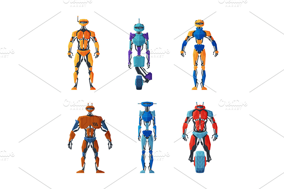 Humanoid Robots with Metal Body, an Illustration by TopVectors