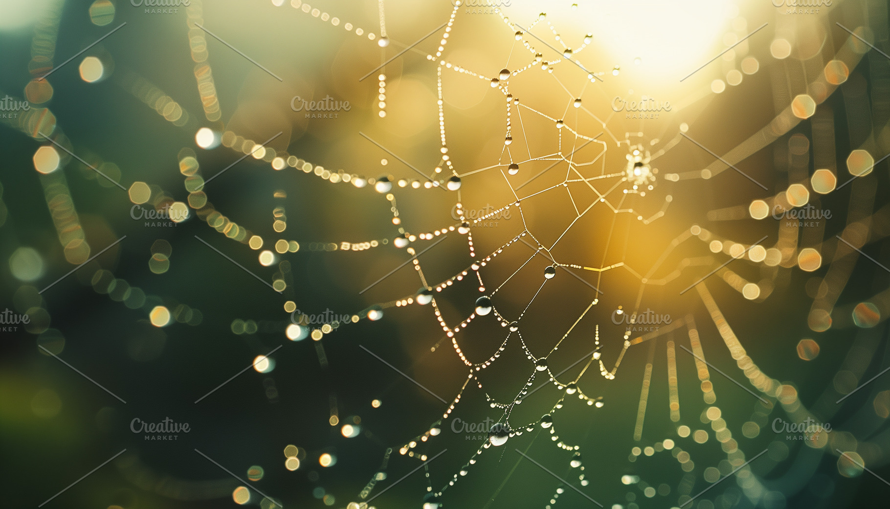 Spider web with water drops, a Nature Photo by MistyDay