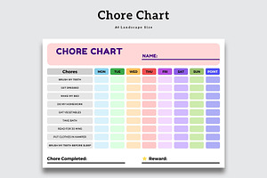 Colorful Chore Chart Template