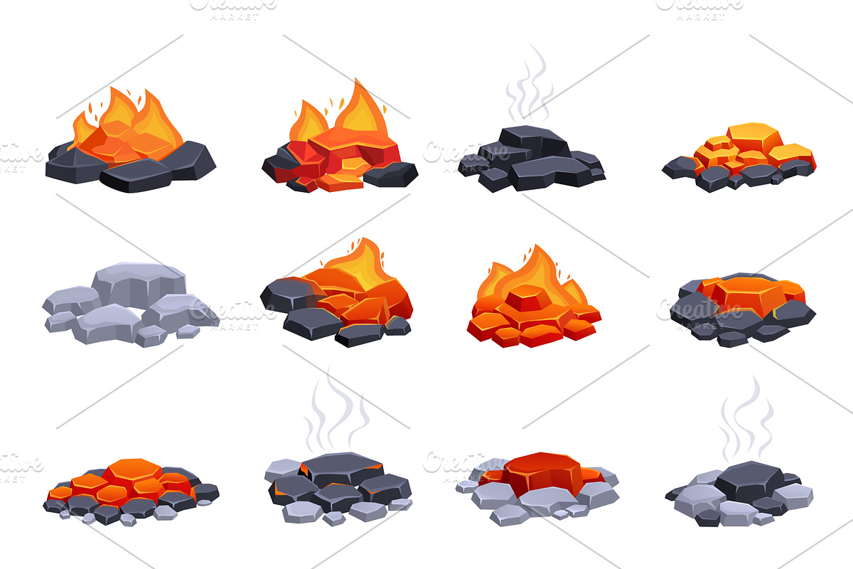 Cartoon burning charcoals. Burn and, an Illustration by Valerie Bodnar