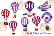 Balloons and clouds watercolor set, an Illustration by Watercolor & sketches (Thumbnail 2 of 5)