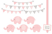 Pink and Grey Elephant Clipart, an Illustration by Amanda Ilkov (Thumbnail 2 of 3)