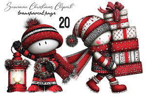 Whimsical Snowman Christmas Clipart, an Animal Illustration by SVGArt