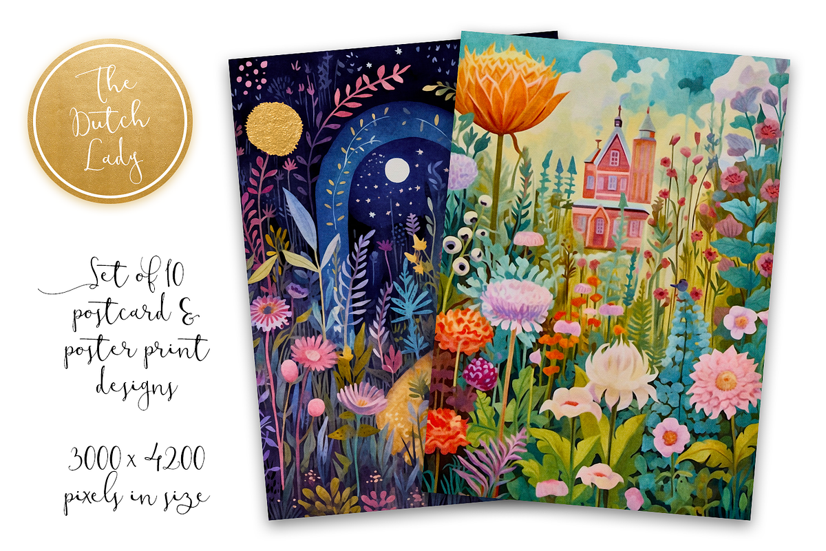 Whimsical Gardens Postcards & Prints, an Illustration by The Dutch Lady Designs (Photo 2 of 4)