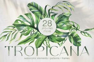 Tropical Leaves Watercolor Set