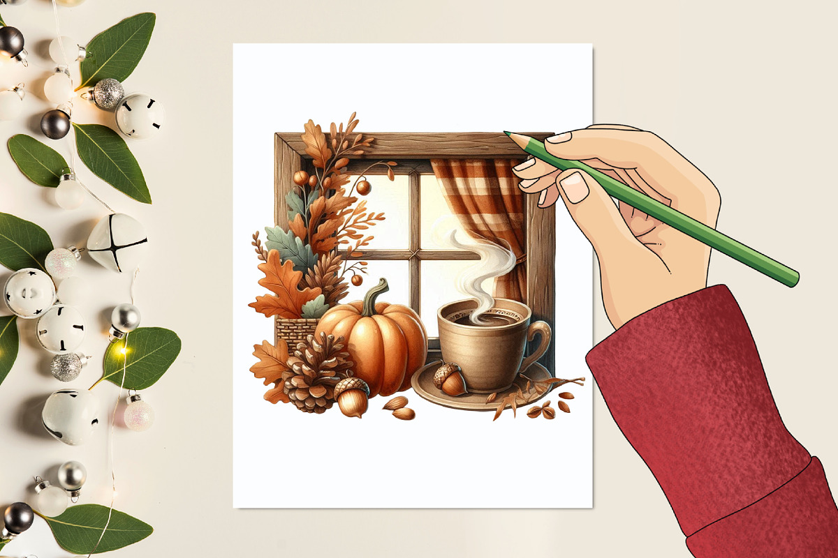 Watercolor Autumn Window Clipart Set, a Graphic by designcity5 (Photo 4 of 5)